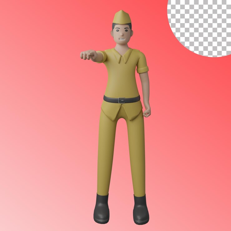 3d veteranos apuntando hacia adelante desde el frente