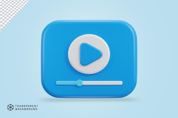 3D-Video-Wiedergabe-Schaltfläche auf Social-Media-Video-Streaming-Symbol