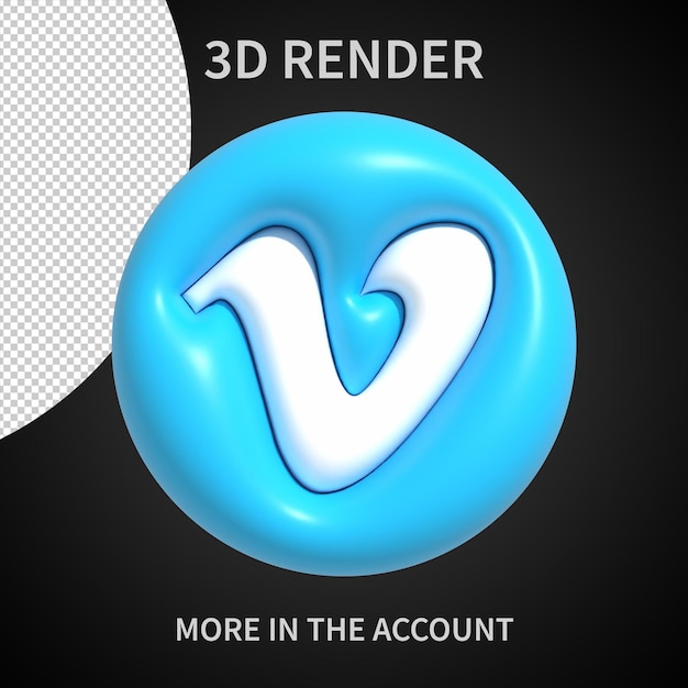 PSD 3d-vimeo-logo auf transparentem hintergrund