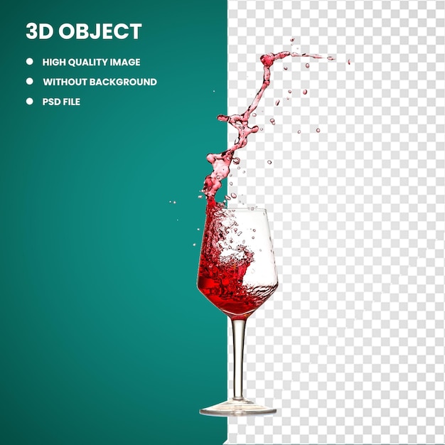 PSD 3d vino rojo vino cóctel vino de oporto vino extendió su icono de copa de vino