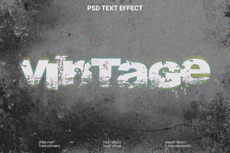PSD 3d vintage editable text effect
