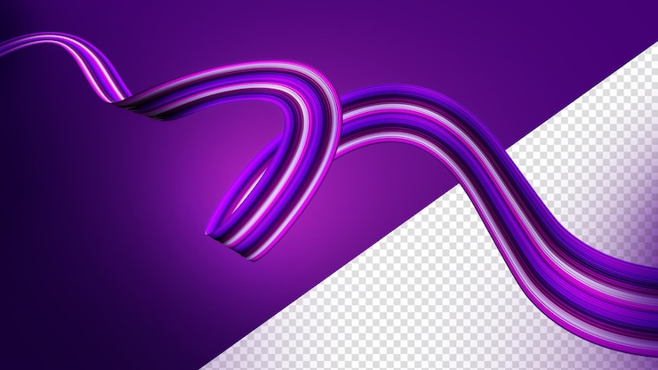 PSD 3d viola realistico tratto di pennello olio o vernice acrilica onda forma liquida design alla moda 3d