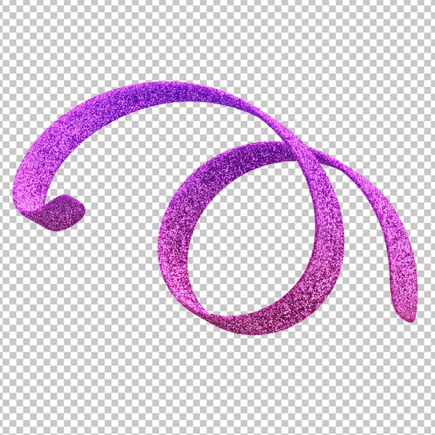 3D-Violet Glitter Karnevalserpentin mit durchsichtigem Hintergrund