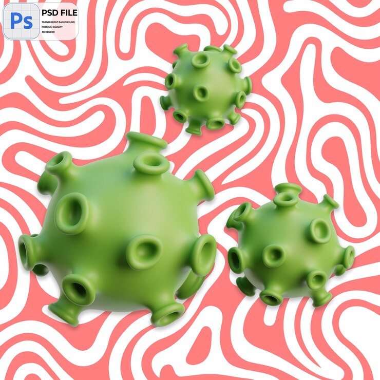 PSD 3d virus render icon isolato png illustrazione psd template
