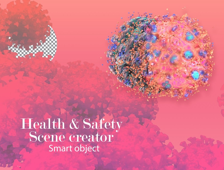 PSD 3d viruses merging together viruses mutate corona virus on background