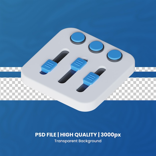 PSD 3d-volumenmischer mit hoher qualität für transparentes hintergrundradio 3d-render-icon-pack