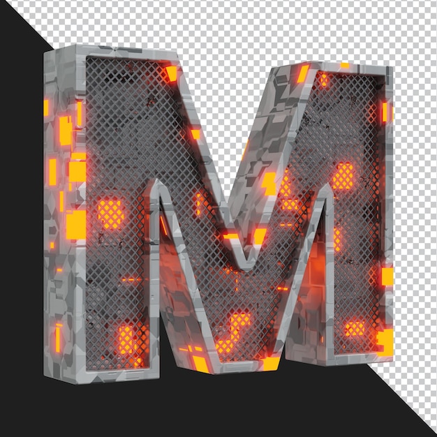 3D vykreslení písmene abecedy M izolované