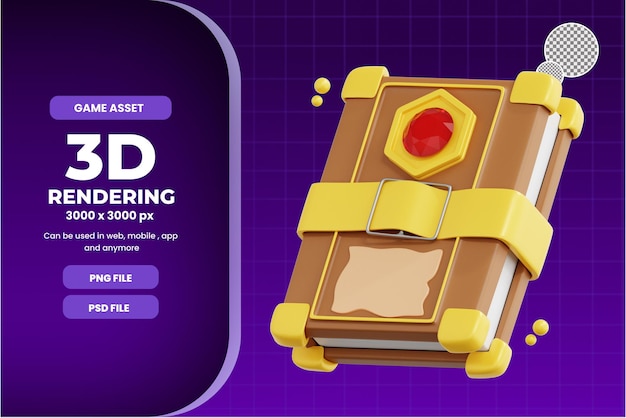 3d walkthrough book of game asset icon premium psd