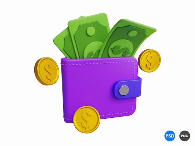 3D-Wallet mit Geld