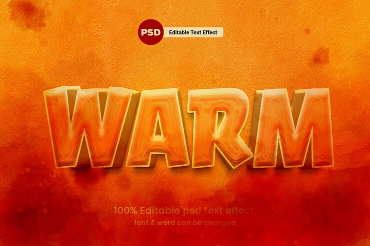 PSD 3d warm editable text effect