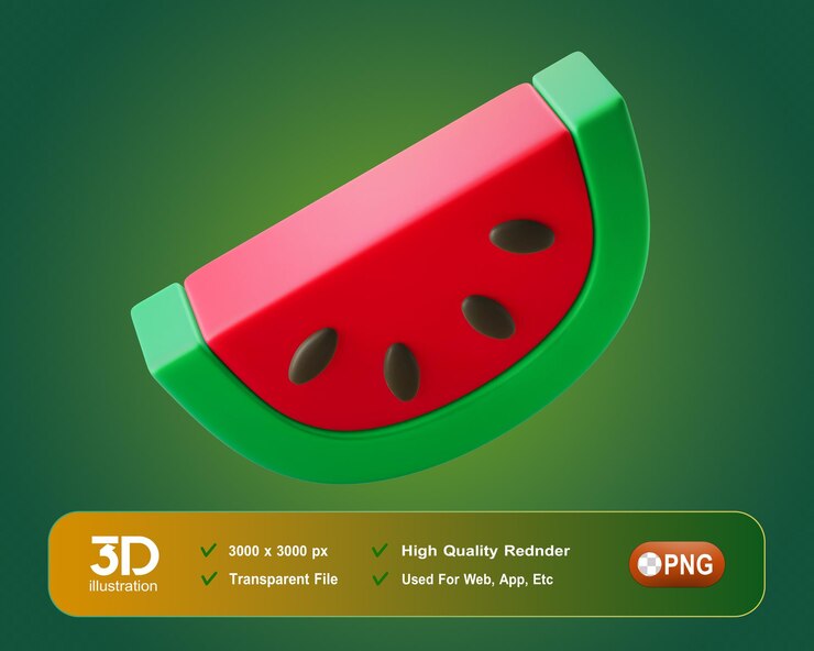 PSD 3d watermelon fruit and food 3d illustration