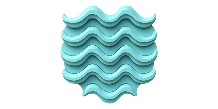 PSD 3d wavy patterned shape isolated on transparent background