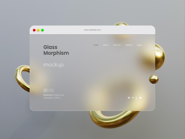 PSD 3d-web-interface-mockup mit glasmorphismus