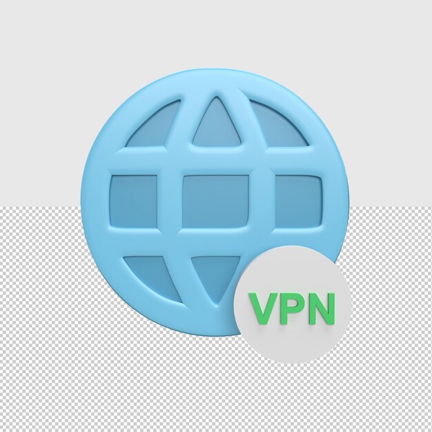 PSD 3d-web-symbol mit gerenderter illustration des vpn-konzepts