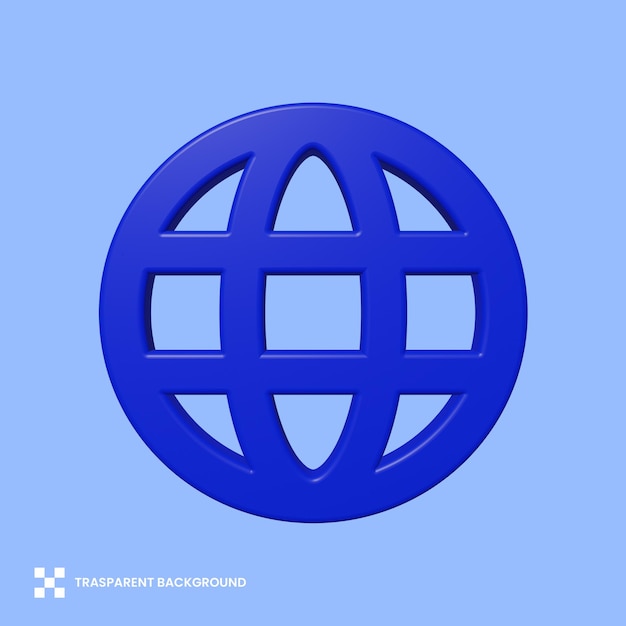 3D-Website-Symbol mit transparentem Hintergrund