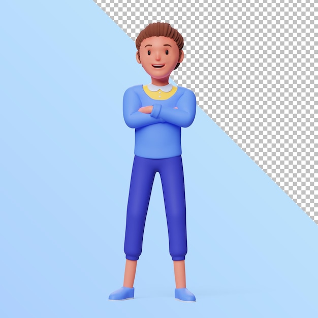 3D weibliche Figur mit verschränkten Armen