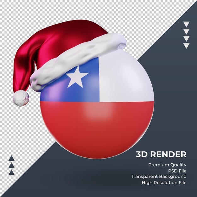 PSD 3d-weihnachten-santa-claus-mütze chile flagge rendering vorderansicht