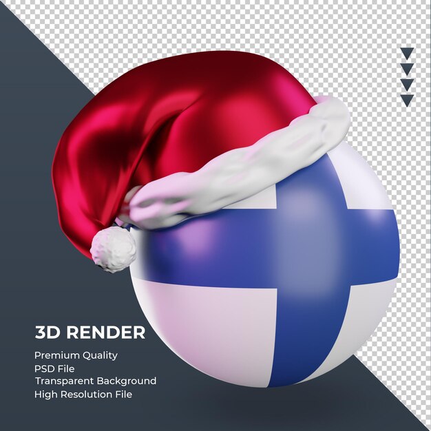 3d-weihnachten-santa-claus-mütze finnland flagge rendering linke ansicht