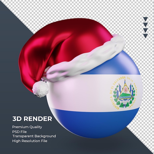 PSD 3d weihnachten weihnachtsmann mütze el salvador flagge rendering linke ansicht