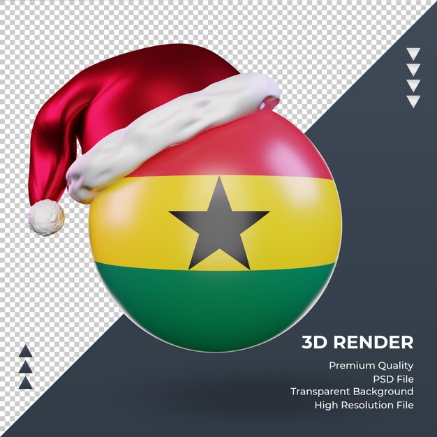 PSD 3d-weihnachten weihnachtsmann mütze ghana flagge rendering vorderansicht