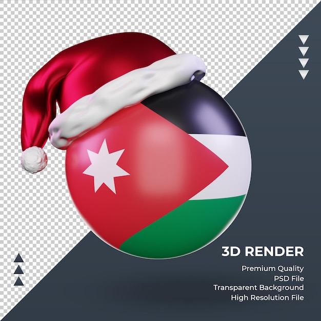 3D Weihnachten Weihnachtsmann Mütze Jordanien Flagge Rendering Vorderansicht