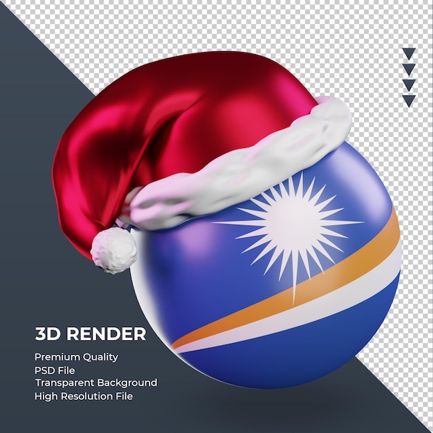 3D Weihnachten Weihnachtsmann Mütze Marshallinseln Flagge Rendering linke Ansicht