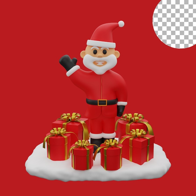 3d weihnachten weihnachtsmann schneebälle geschenkbox isoliert illustration hohe qualität