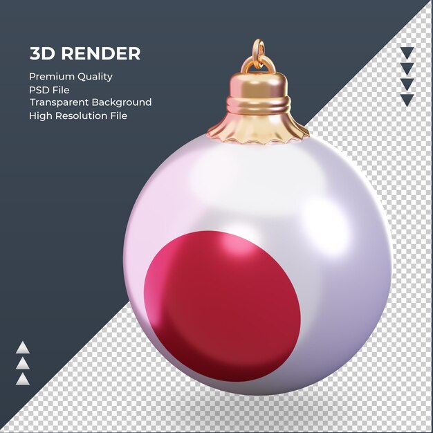 3D-Weihnachtsball-Japan-Flagge, die rechte Ansicht rendert