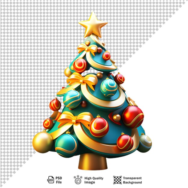 PSD 3d-weihnachtsbaum isoliert auf transparentem hintergrund