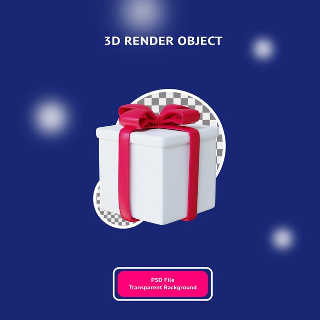 3d-weihnachtsgeschenk mit ribbon-objekt-illustration gerendert