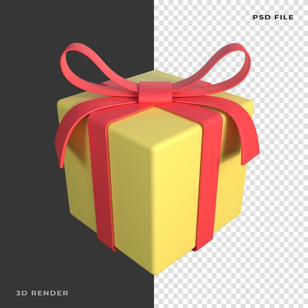 3D Weihnachtsgeschenkbox auf transparentem Hintergrund gerendert