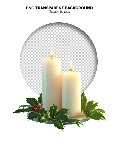 3D-Weihnachtskerzen PNG-Bilder für soziale Medien psd Flyer Post transparenter Hintergrund