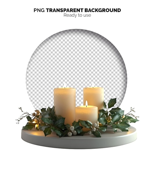 3D-Weihnachtskerzen PNG-Bilder für soziale Medien psd Flyer Post transparenter Hintergrund