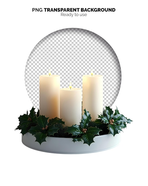 3D-Weihnachtskerzen PNG-Bilder für soziale Medien psd Flyer Post transparenter Hintergrund