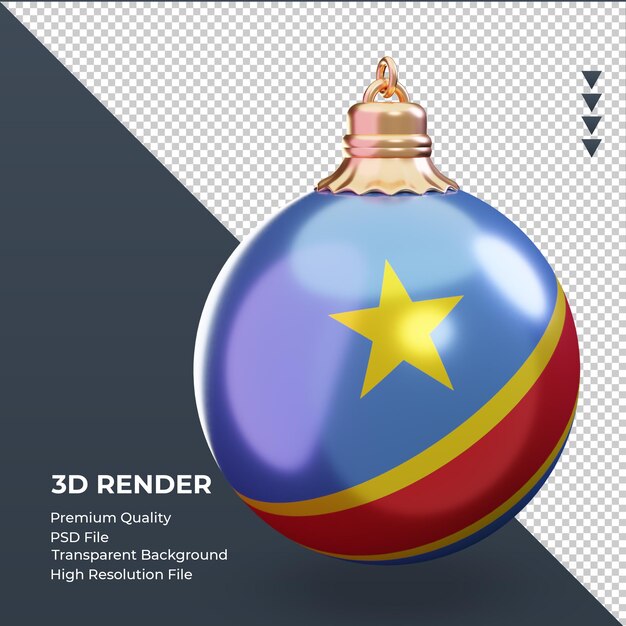 3d weihnachtskugel demokratische kongo flagge rendering linke ansicht