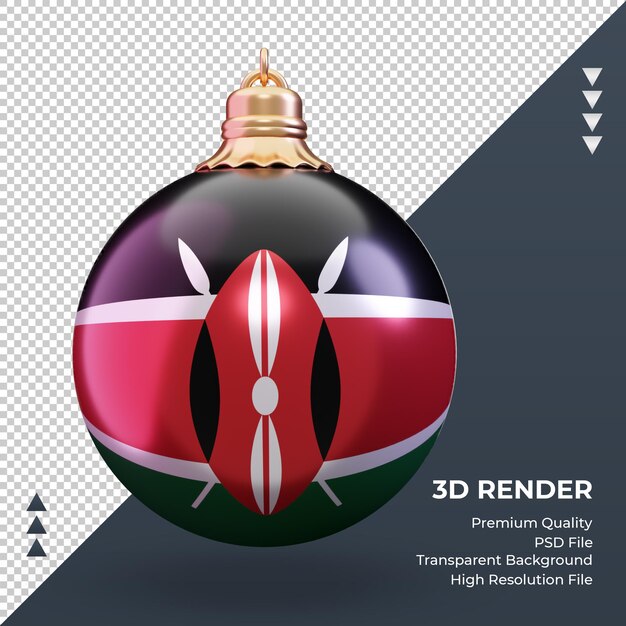 PSD 3d weihnachtskugel kenia flagge rendering vorderansicht