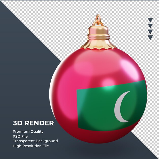 3d weihnachtskugel malediven flagge rendering linke ansicht