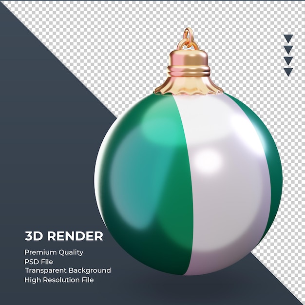 3D Weihnachtskugel Nigeria Flagge Rendering linke Ansicht