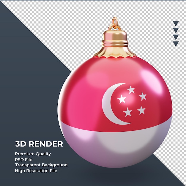 3d weihnachtskugel singapur flagge rendering linke ansicht