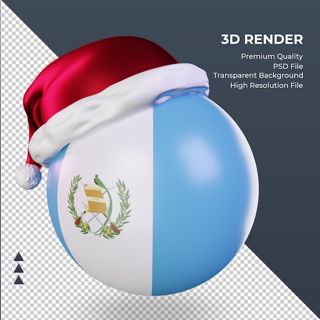 3d-weihnachtsmann-kappe guatemala-flagge, die rechte ansicht rendert