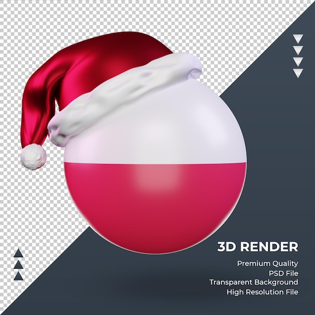 PSD 3d-weihnachtsmann-kappe polen-flagge-rendering-vorderansicht