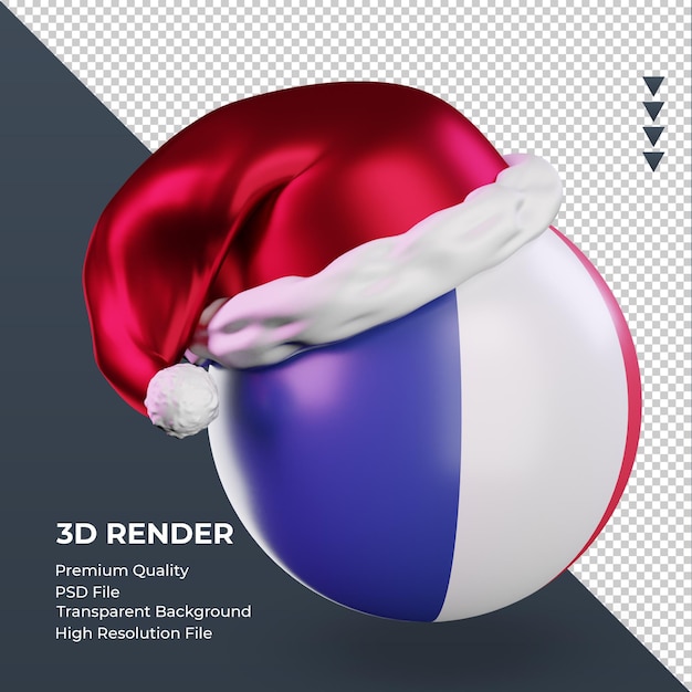 3d-weihnachtsmannmütze frankreich flagge rendering linke ansicht