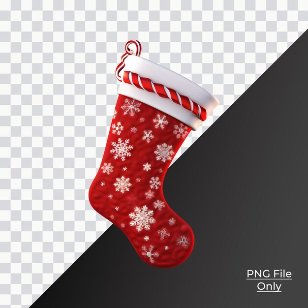 3d-weihnachtsstrumpf mit sanfter, sanfter beleuchtung, nur png-premium-psd