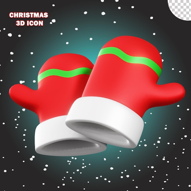 PSD 3d-weihnachtssymbol handschuhe hintergrund transparentes png