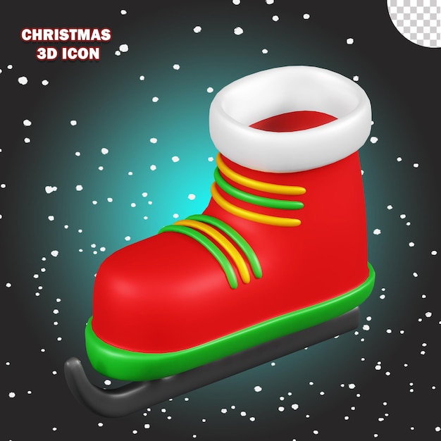 PSD 3d-weihnachtssymbol schlittschuhhintergrund transparentes png