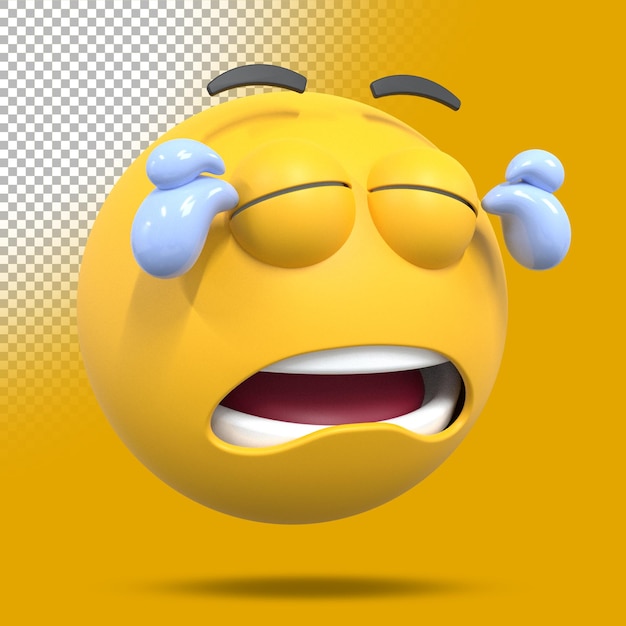 3d weinendes emoji. dreidimensionale darstellung.