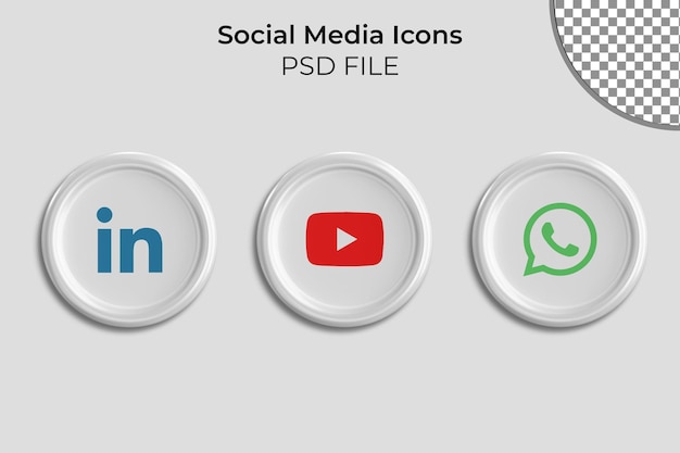 PSD 3d-weiße social media-symbole