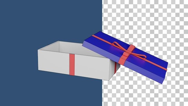 PSD 3d weiße und blaue farbe geschenkbox png transparenter hintergrund