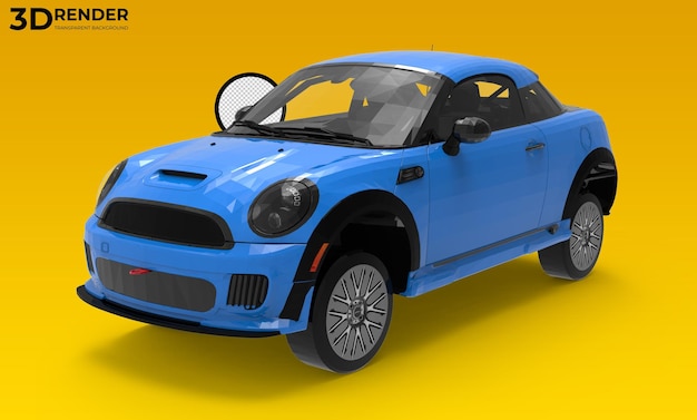 3D-weißes Mini-Auto auf transparentem Hintergrund