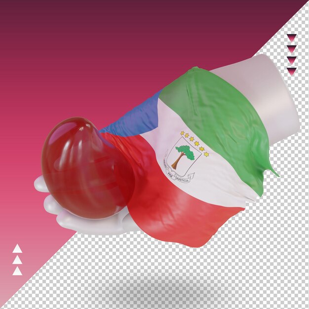 3d-weltblutspendetag äquatorialguinea-flagge, die die rechte ansicht wiedergibt